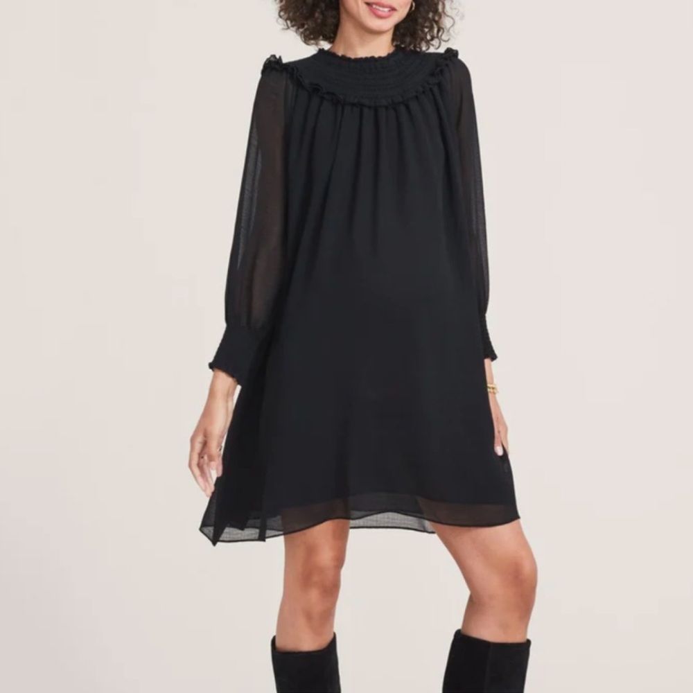 NWOT  Hatch The Athalie Peasant Black Mini Dress Women’s Size 1 (Small)